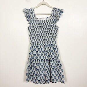 Eyelet & Ivy blue floral cotton smocked dress size 14
